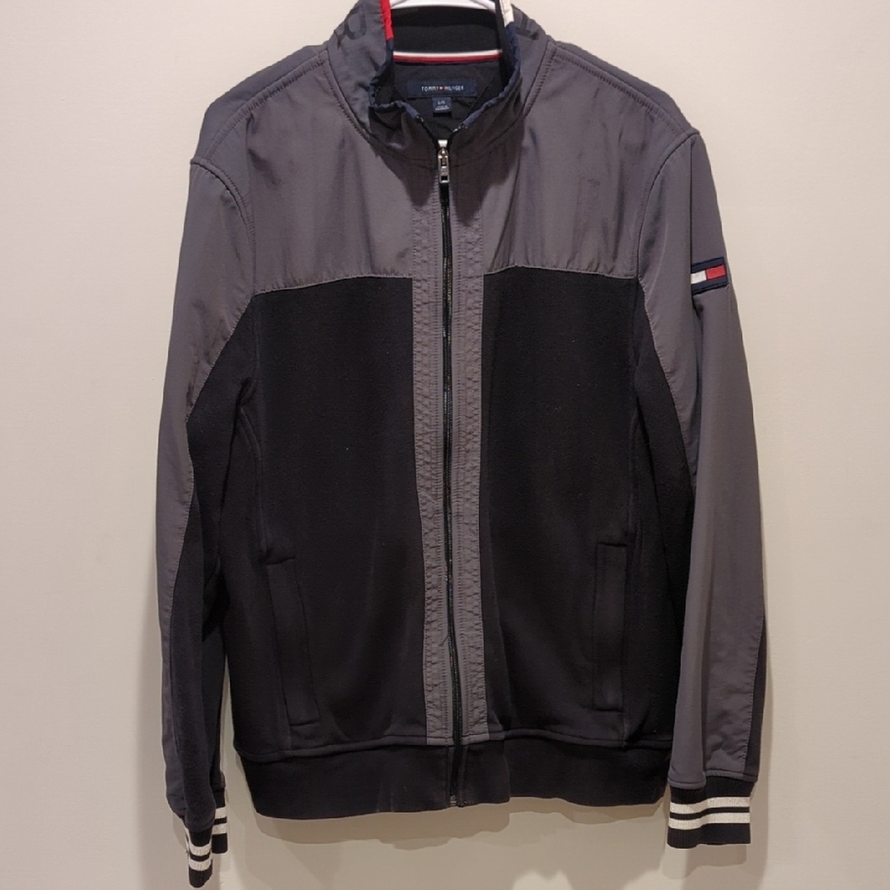 Tommy Hilfiger Black and Gray Bomber Jacket